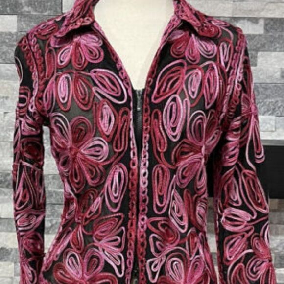 Size small vintage ribbon jacket. Very pretty - Picture 1 of 4